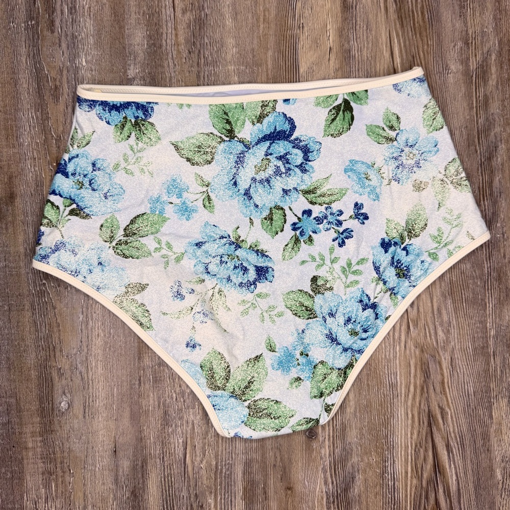 Aerie Womens High Waisted Full Coverage Swim Bottoms Suit Floral Size L Large - Picture 2 of 7